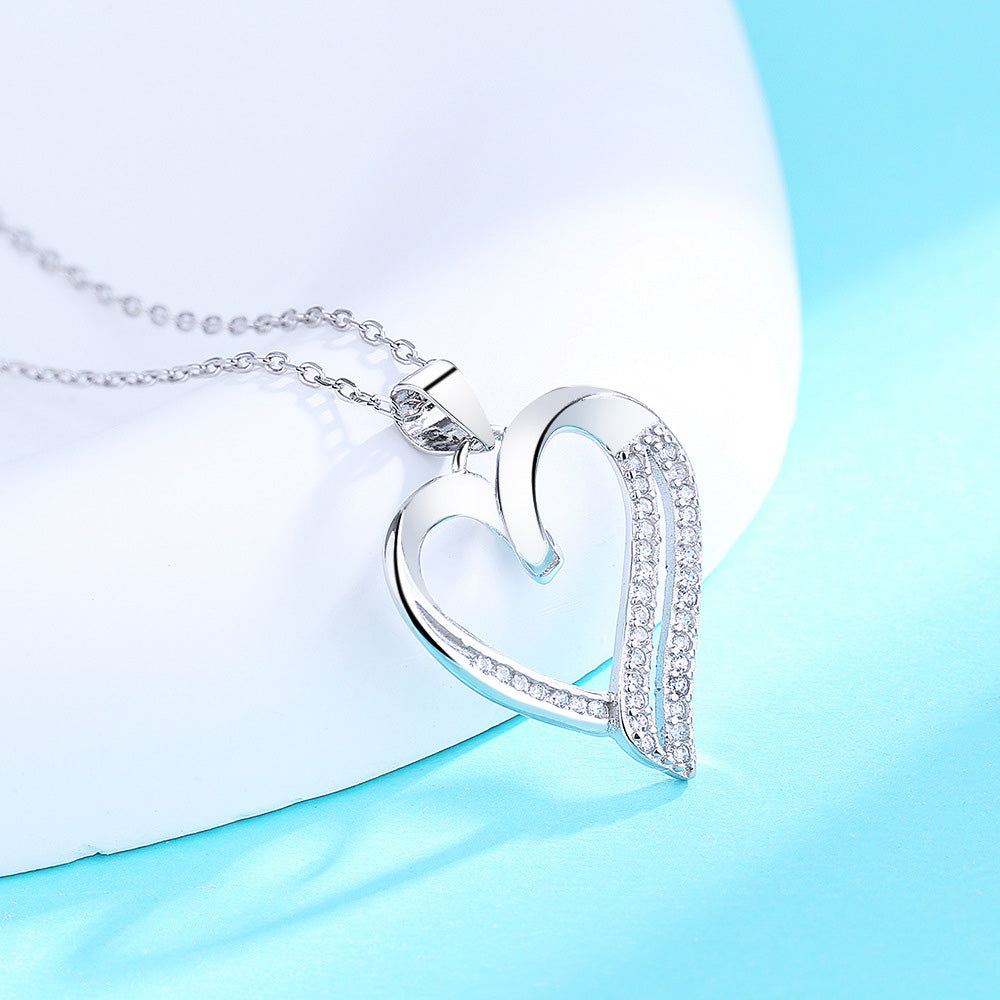 Za miłość  mojego życia - Naszyjnik w kształcie serca ze srebra próby 925